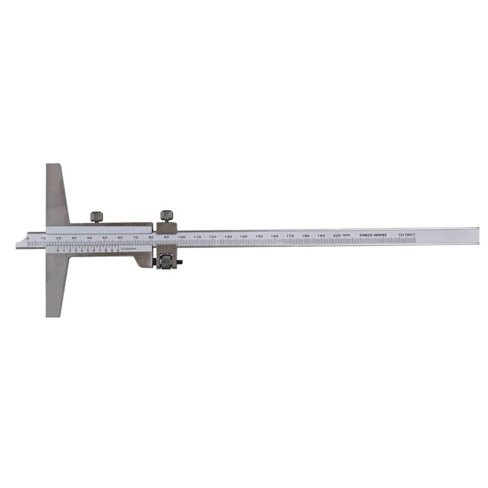 Diepte schuifmaat 200x100mm met fijn- instelling aflezing 1/20=0,05mm RVS-0