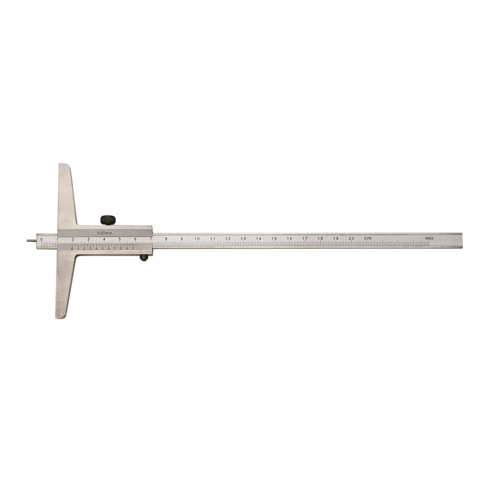 Praz. Tiefen-Messschieber INOX mit Spitze 1,5mm, Nonius 1/50-0
