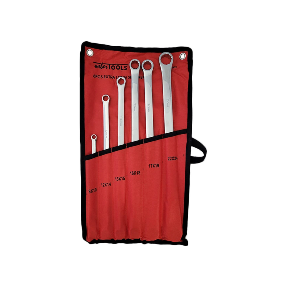 Dubbele ringsleutel set MM extra lang 6-delig