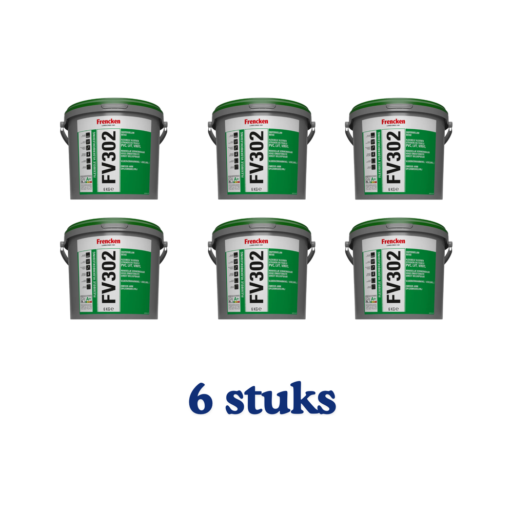 FV302 – PVC, LVT & vinyl lijm Emmer 6 kg (6 EMMERS)