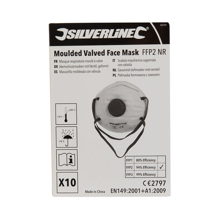 Silverline - Gevormd FFP2 stofmasker met ventiel, enkel gebruik displaydoos, 10 pk.-3