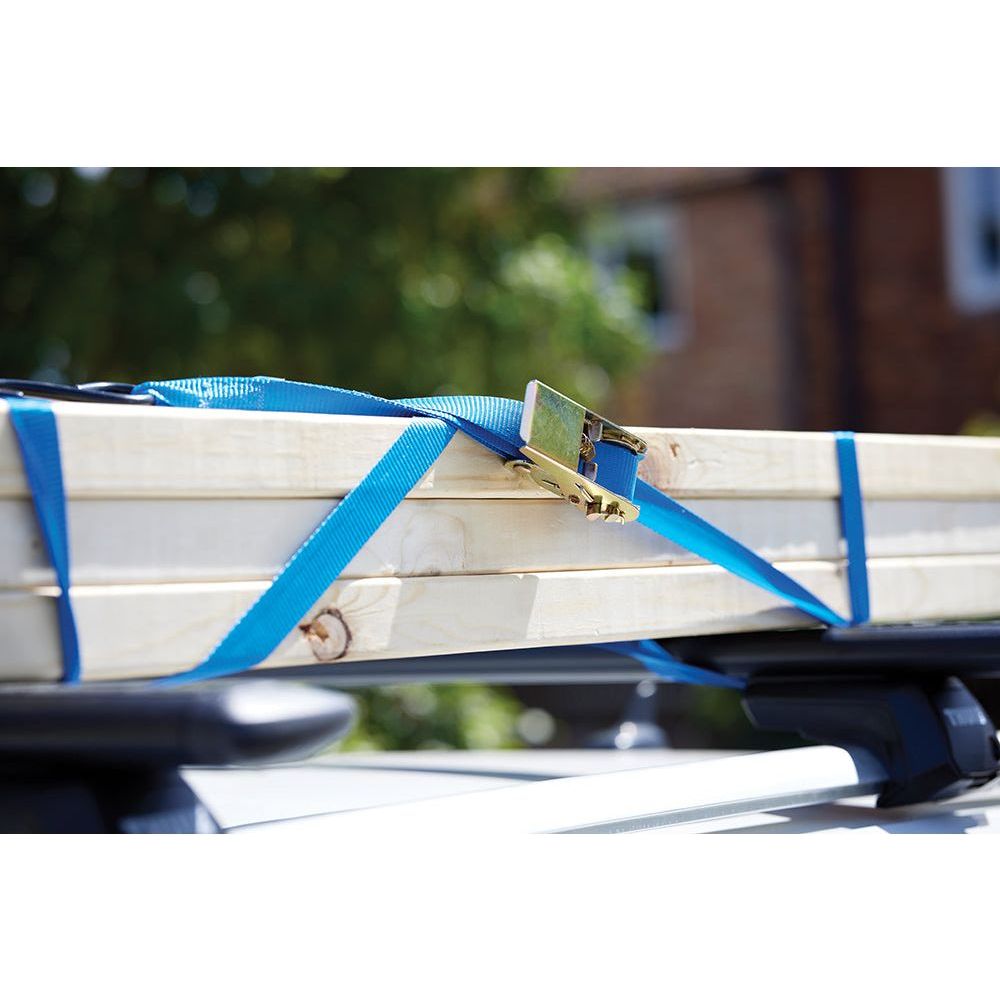 Silverline - S-haak ratel sjorbanden set, 4 pk. 4 m x 25 mm, vermogen 350 kg, sjorkracht 700 kg