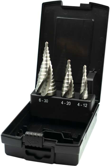 International Tools ECO PRO HSS Set Getrapte Plaatboren 44.113‚ gespiraliseerd‚ blank geslepen uitvoering 4-30 mm
