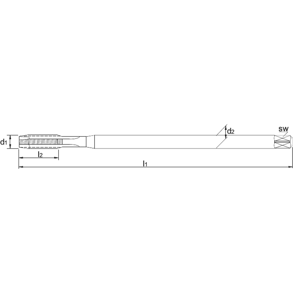 Phantom UNI HSS-E Machinetap Metrisch, lang, doorloopschacht (Serie 22.351)