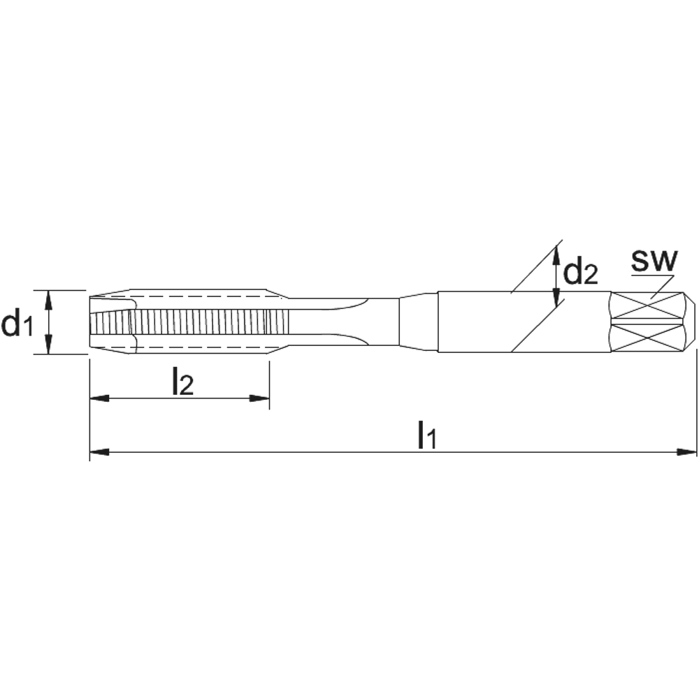 Phantom HSS Machinetap DIN 374 FG (Rijwieldraad)‚ links voor blinde en doorlopende gaten FG 14‚3-20 (Serie 29.969)