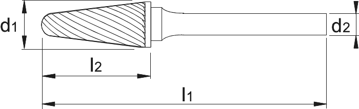 Phantom Hardmetaal Stiftfrees model L, kegelvorm, met ronde kop, schacht 6 mm