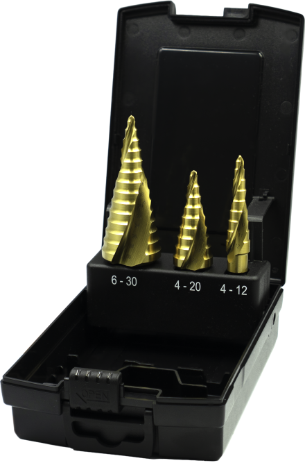 Phantom HSS Getrapte Plaatboor, Ergo-Step gespiraliseerd, TiN