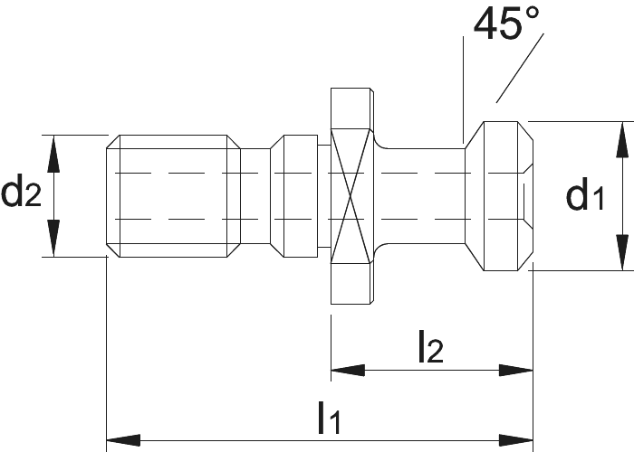 Phantom Aantrekbout, met O-ring, doorboorde uitvoering ISO 7388-3 UD