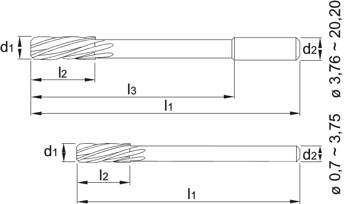 Phantom HSS-E Machineruimer DIN 212 AlCrN-X vorm B/D H7