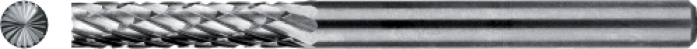 Phantom Hardmetaal Stiftfrees model B, cilindrisch met kopvertanding, schacht 3 mm