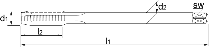 Phantom HSS-E PM Machinetap DIN 376 Metrisch‚ Titanium- en Nikkellegeringen‚ stoomontlaten voor doorlopende gaten M12 (Serie 22.531)