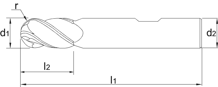 Phantom Volhardmetaal Radiusfrees, 4-snijder lang, AlTiN-X, roestvaststaal