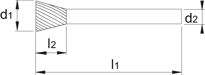 Phantom Hardmetaal Stiftfrees model N, omgekeerde kegelvorm, schacht 6 mm