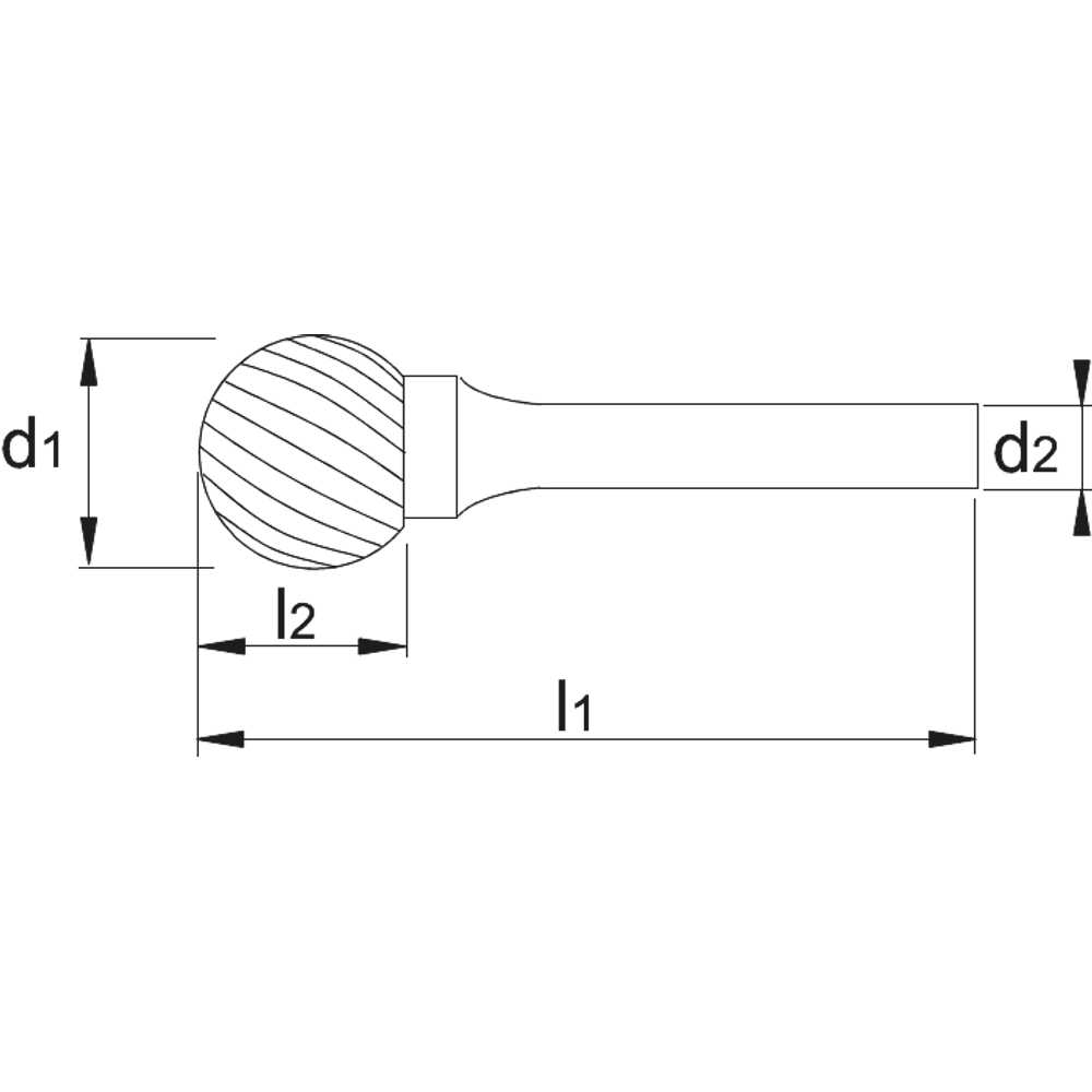 Phantom Hardmetaal Stiftfrees model D, kogelvorm, schacht 3 mm