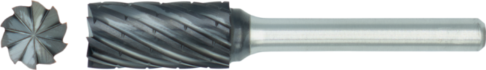 Phantom HP2 UNI Hardmetaal Stiftfrees model B, cilindrisch met kopvertanding, schacht 6 mm, AlTiN-X