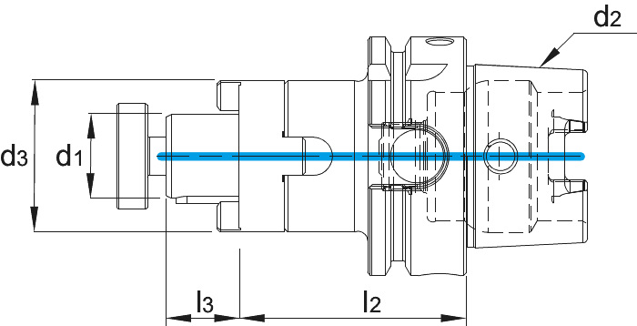 Phantom DIN 6358 Combi-Opsteekfreeshouder voor frezen met langs- en dwarsspiebaan, ISO 12164 (DIN 69893)