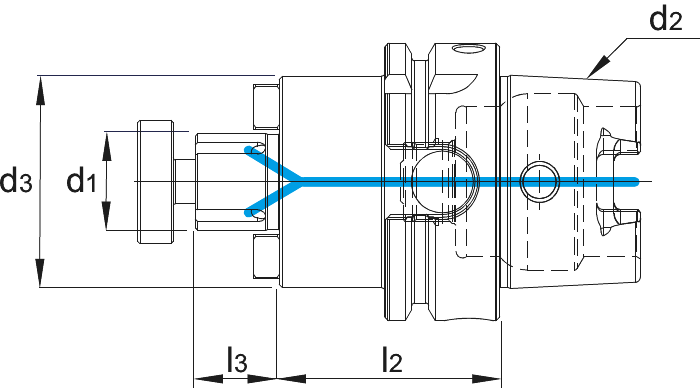Phantom DIN 6357 Opsteekfreeshouder voor frezen met dwarsspiebaan, ISO 12164 (DIN 69893)