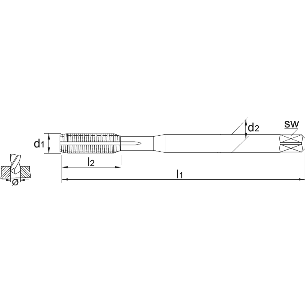 Phantom HSS-E Roltap DIN 2174 met smeergroef, Metrisch, TiCN