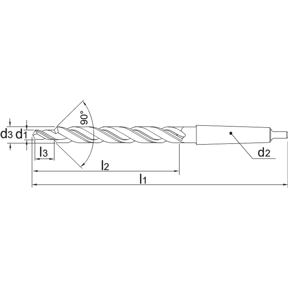 Phantom HSS Meerfasenboor DIN 8375 middelpassing, kort, 90° MK