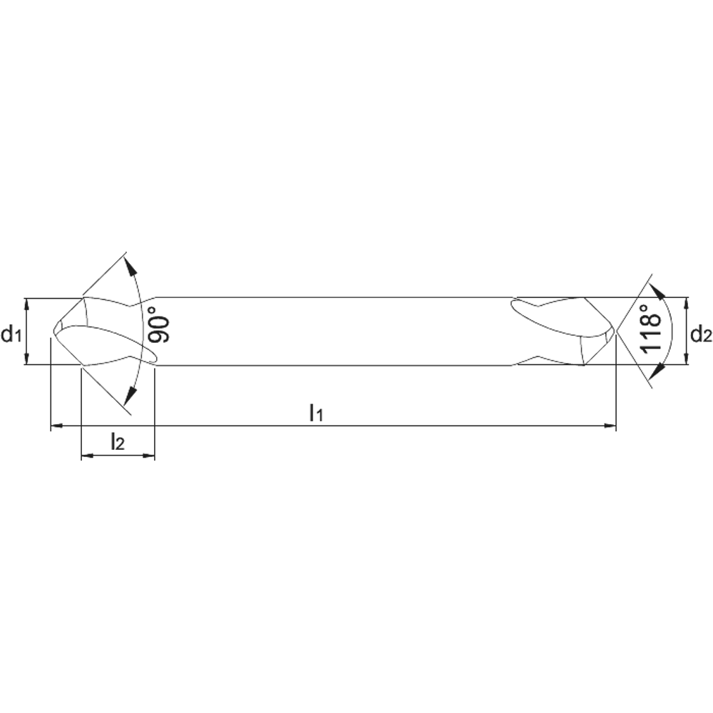Phantom HSS-E NC Duo-Centreerboor ISO 10898 AlCrN-X, 90°