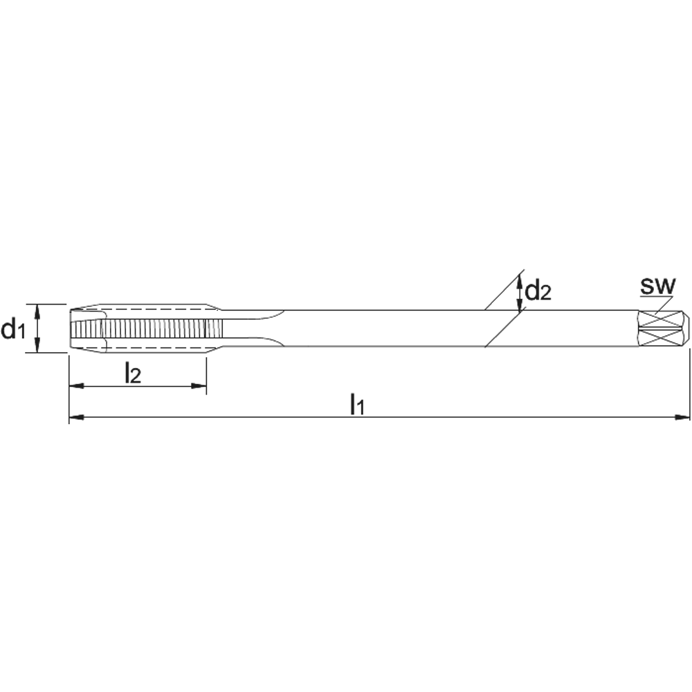 Phantom HSS-E PM Machinetap DIN 376 Metrisch‚ Titanium- en Nikkellegeringen‚ stoomontlaten voor doorlopende gaten M12 (Serie 22.531)