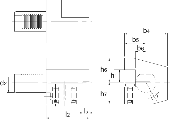 Phantom VDI-houder DIN 69880, uitvoering C4, axiaal, links
