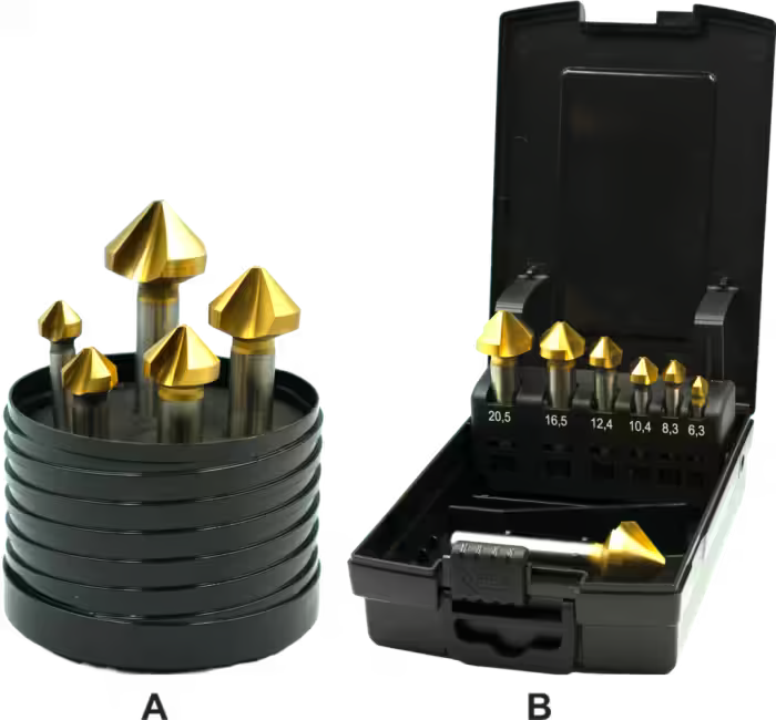 International Tools ECO PRO HSS set Verzinkboren DIN 335-C 42.536, 90°, 3 snijkanten, TiN (Serie 49.244)