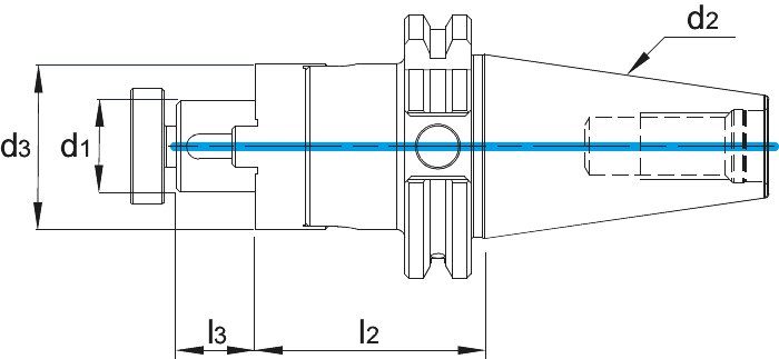 Phantom DIN 6358 Combi-Opsteekfreeshouder voor frezen met langs- en dwarsspiebaan, ISO 7388-1 (DIN 69871)