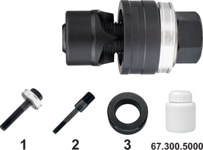 Phantom Gatenpons met 3-voudig splijtstempel, voor hand- en hydraulisch gebruik, incl. bout en lager