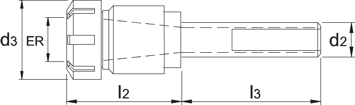Phantom ISO 15488-C (DIN 6499-C) Zelfcentrerende, ER Spantanghouder, cilindrisch