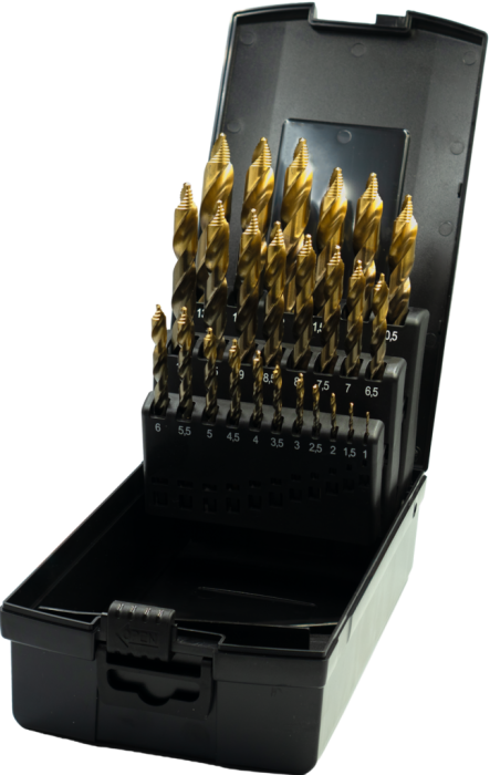 International Tools ECO PRO HSS-E Set Spiraalboren DIN 338 Step-point, TiN-tip, met drievlaks schacht