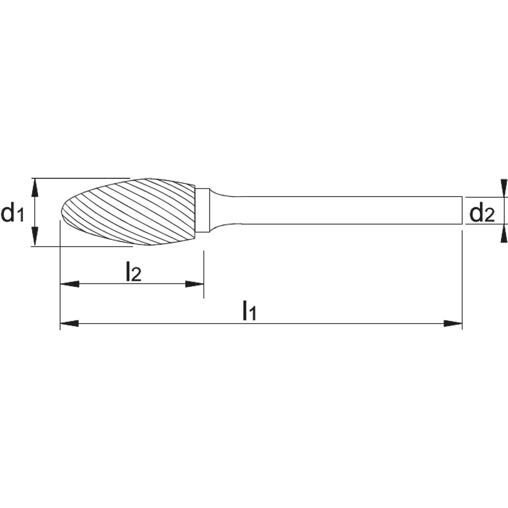 Phantom Hardmetaal Stiftfrees model H, vlamvorm, schacht 3 mm