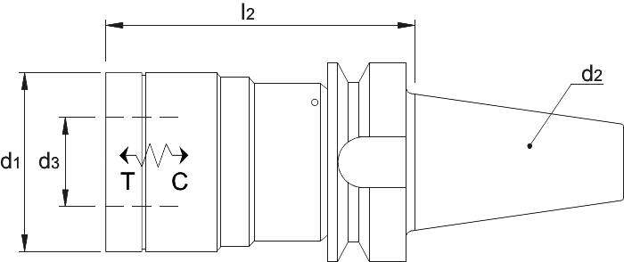 Phantom Taphouder, met druk- en trekcompensatie, voor gebruik met tapinzetstukken, ISO 7388-2 (MAS-BT)