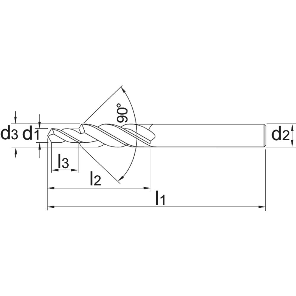 Phantom HSS-E Kerngat-spiraalboor voor tapgaten, 90°