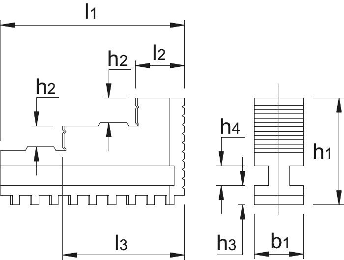 Bison Harde naar buiten getrapte Bekken (Boorbekken), set à 4 stuks, voor 4-klauwplaat type 36**, 37**