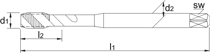 Phantom HSS-E Machinetap DIN 371 Metrisch, stoomontlaten, roestvaststaal (Serie 23.450)