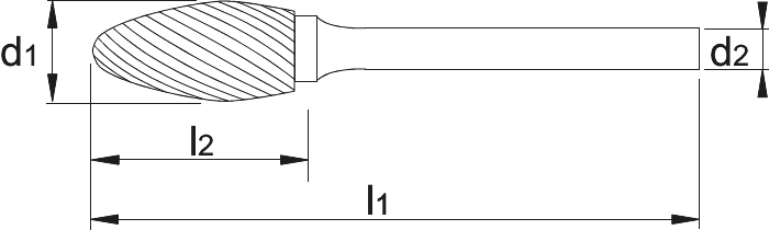 Phantom Hardmetaal Stiftfrees model H, vlamvorm, schacht 3 mm