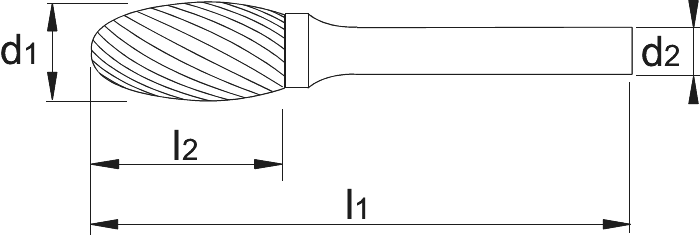 Phantom Hardmetaal Stiftfrees model E, druppelvorm, schacht 6 mm