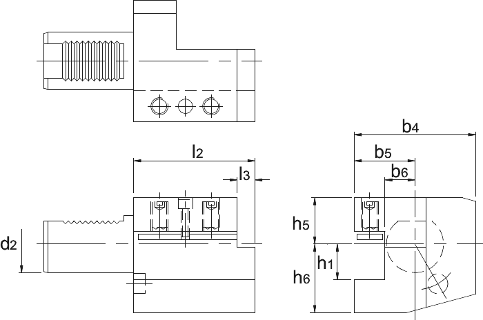 Phantom VDI-houder DIN 69880, uitvoering C2, axiaal, links
