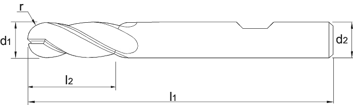Phantom HSS-E 8% Radiusfrees, 4-snijder DIN 844-B kort, type N, TiAlN