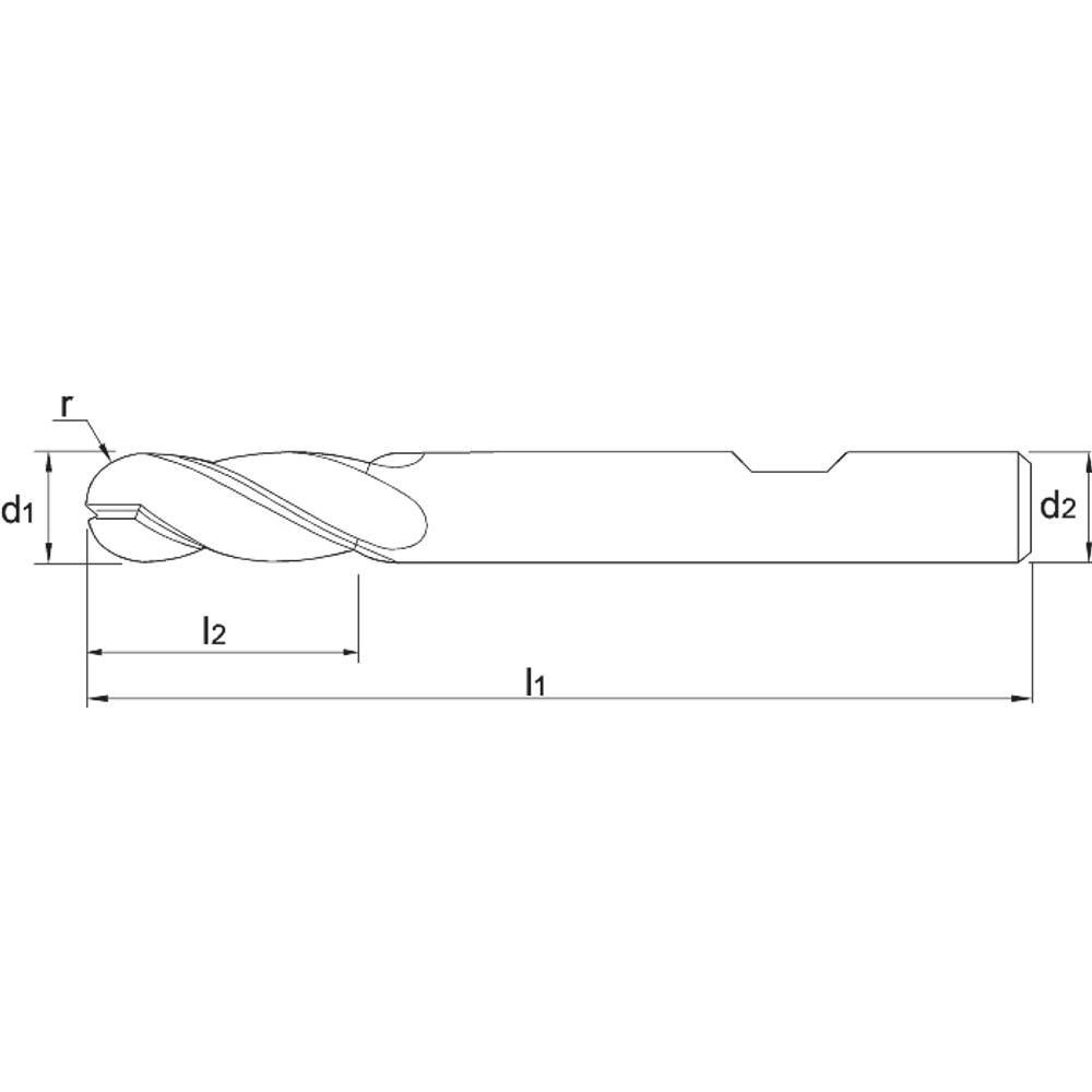 Phantom HSS-E 8% Radiusfrees, 4-snijder DIN 844-B kort, type N, TiAlN