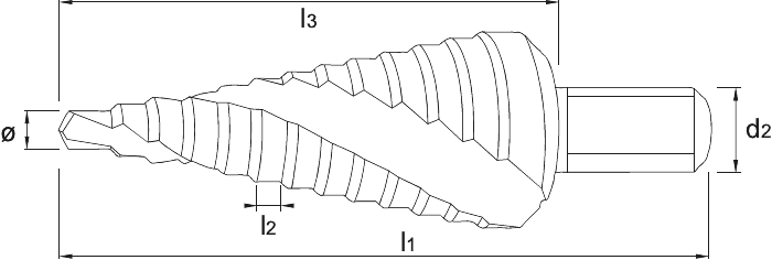 Phantom HSS Getrapte Plaatboor gespiraliseerd‚ genitreerd 4-12 mm