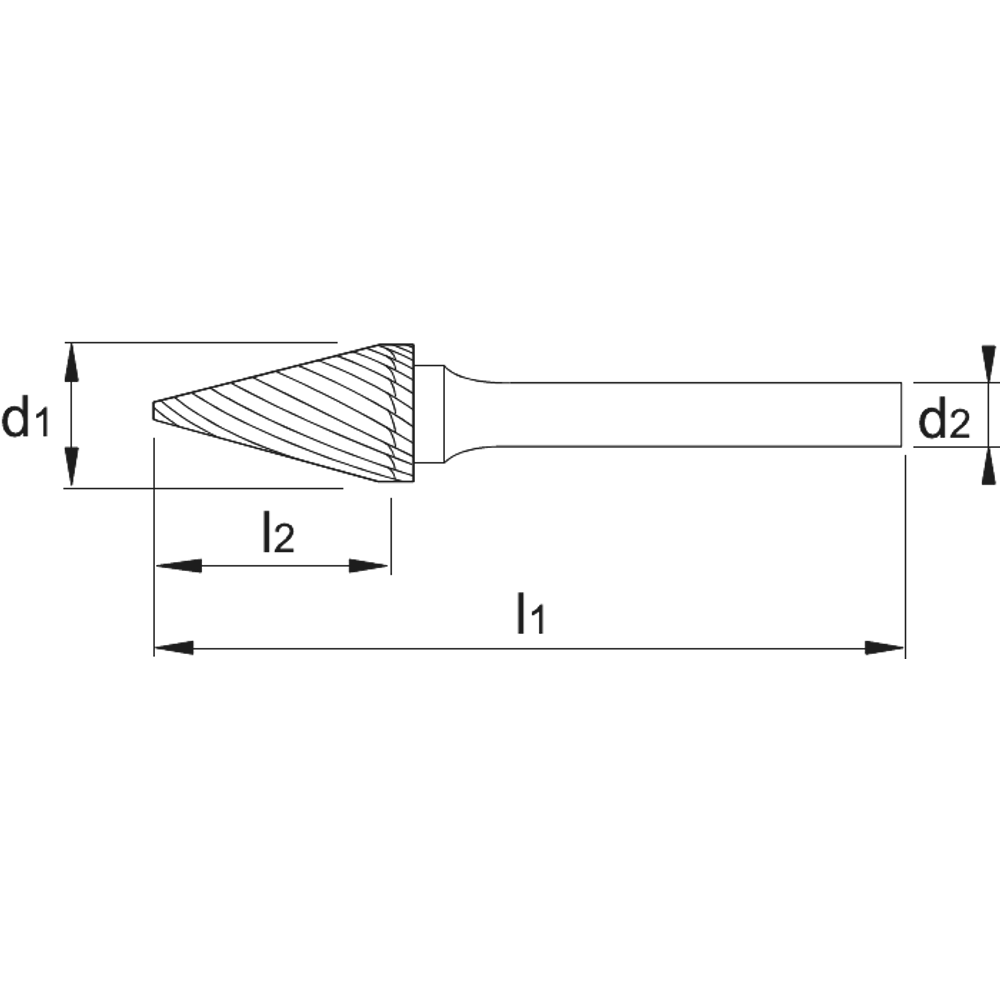 Phantom Hardmetaal Stiftfrees model M, kegelvorm, spits, schacht 3 mm