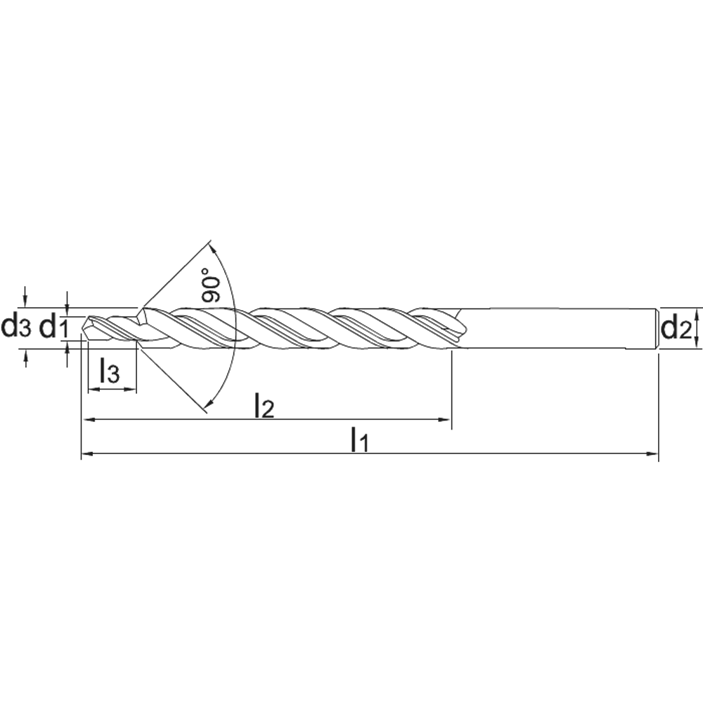 Phantom HSS Kerngat-spiraalboor DIN 8378 voor tapgaten, 90°