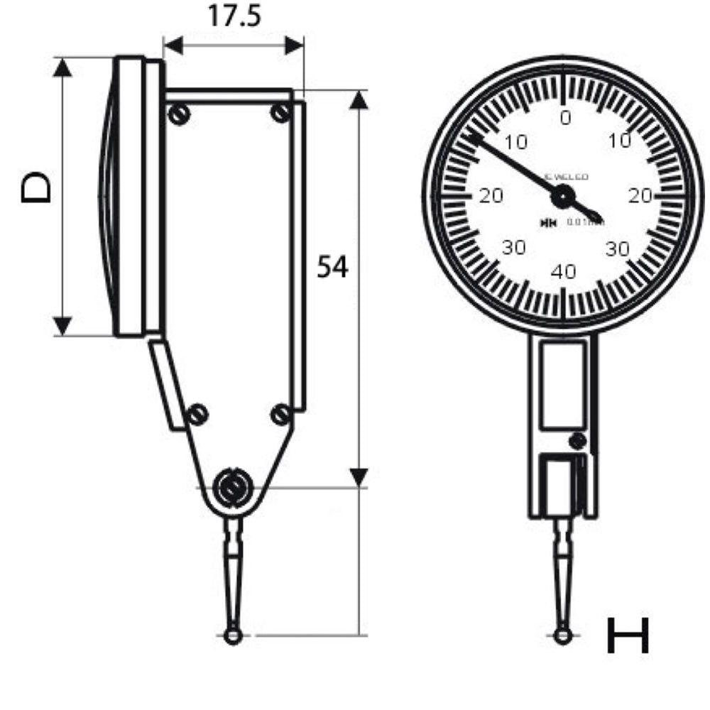 Universele zwenktaster 0,01mm aflezing diam. 38mm, 11,6mm, recht-3
