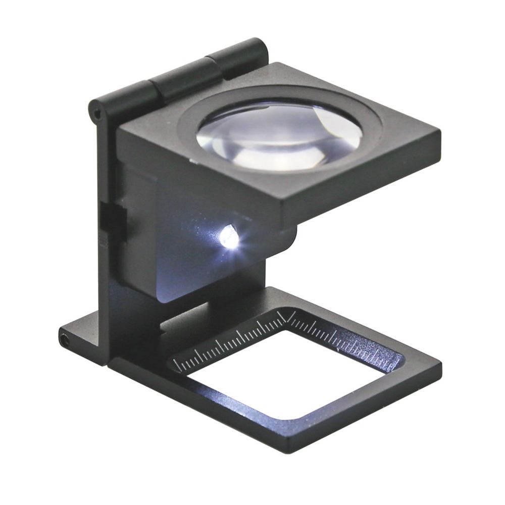 Precisie loep 55x38x50mm, vergr. 10x met LED afl. 0,2mm, Scala 1,0mm in de rand-0