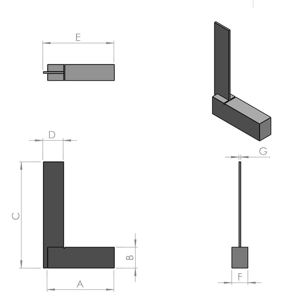 Blokwinkelhaak 250x160mm klasse II-2