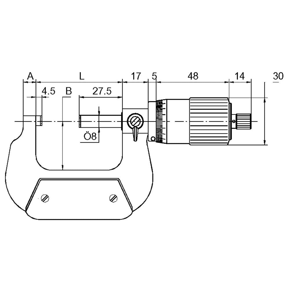 Precisie micrometer 50-75mm aflezing 0,01mm met brede draaiknop-2