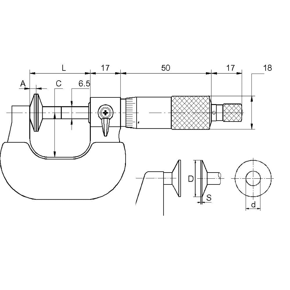 Micrometer 0-25mm met grote vlakke spanvlakken-2
