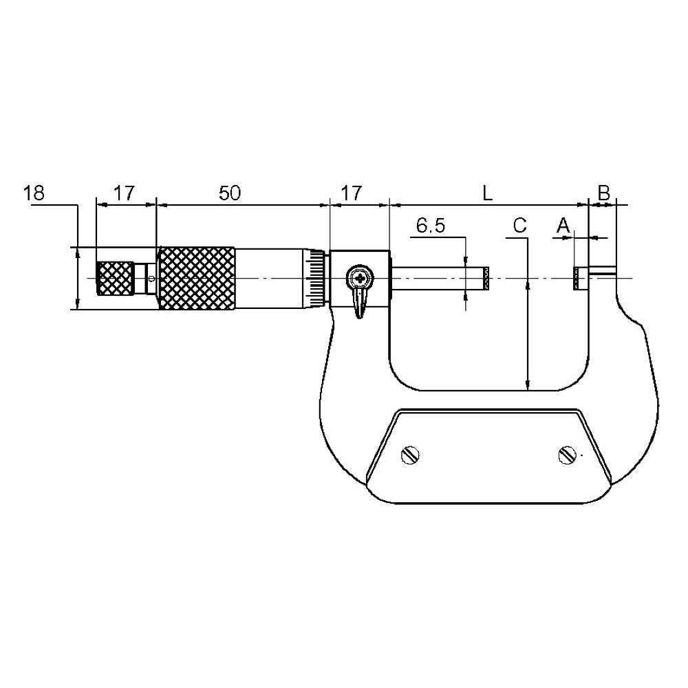 Precisie micrometer 50-75mm LINKSHANDIG aflezing 0,01mm met HM meetpunten-2